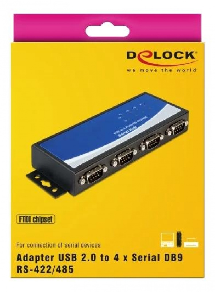 DeLOCK USB 2.0 adapter for 4 x Serial ports RS-422/485, black