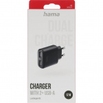 Hama Lader 2xUSB-A 12W Zwart Hama Lader 2xUSB-A 12W Zwart