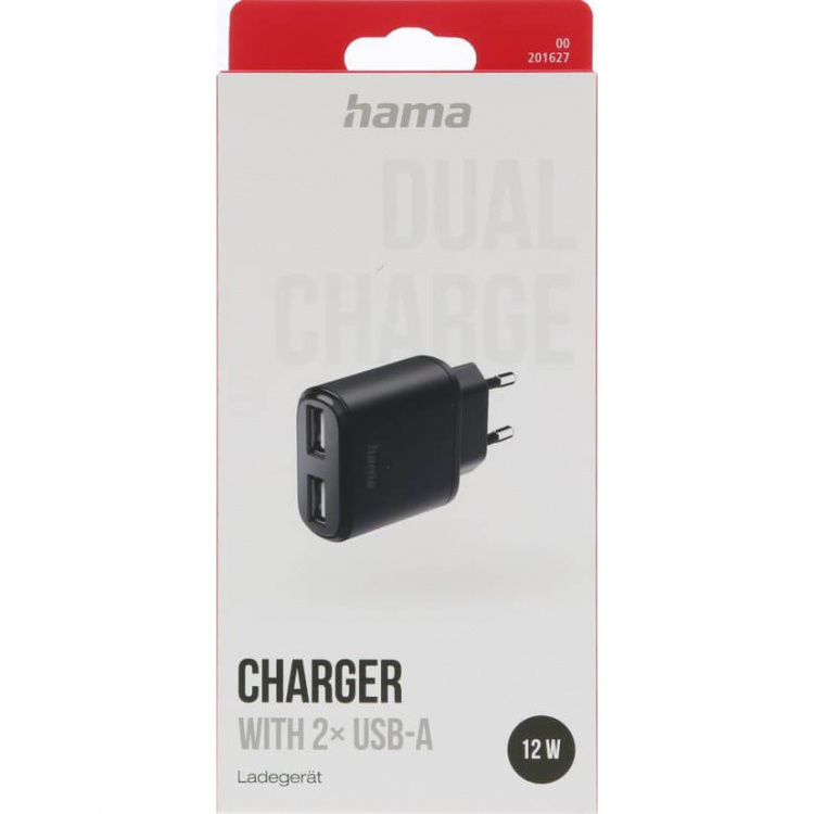 Hama Lader 2xUSB-A 12W Zwart Hama Lader 2xUSB-A 12W Zwart