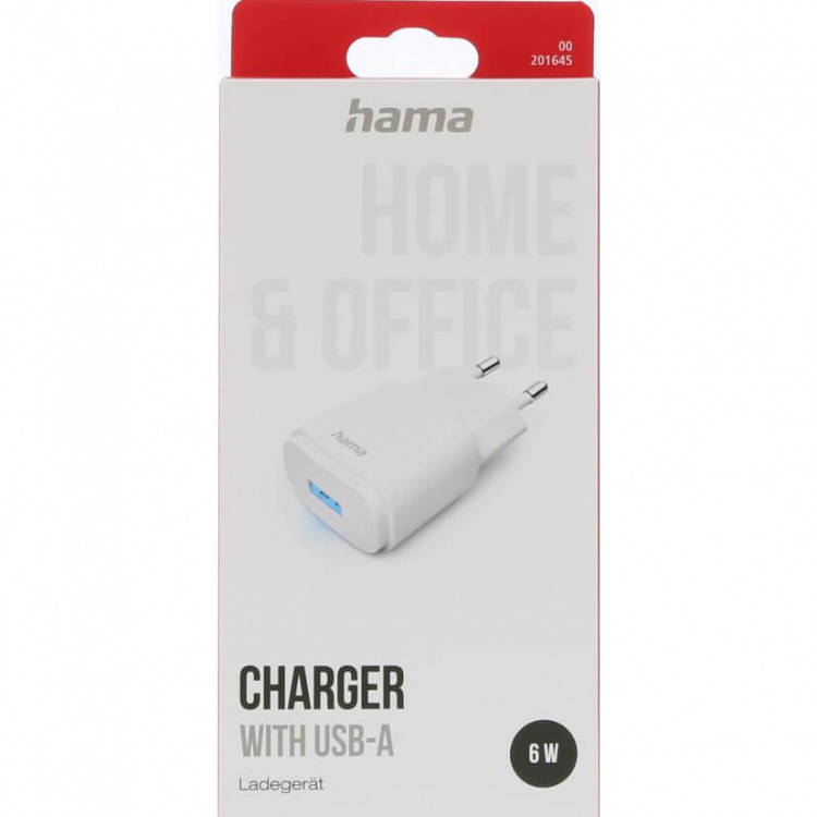 Hama Laddare 1xUSB-A 6W Vit Hama Laddare 1xUSB-A 6W Vit