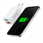 Hama Miniladdare USB-C + USB-A Qualcomm 3.0 38W Vit Hama Miniladdare USB-C + USB-A Qualcomm 3.0 38W Vit