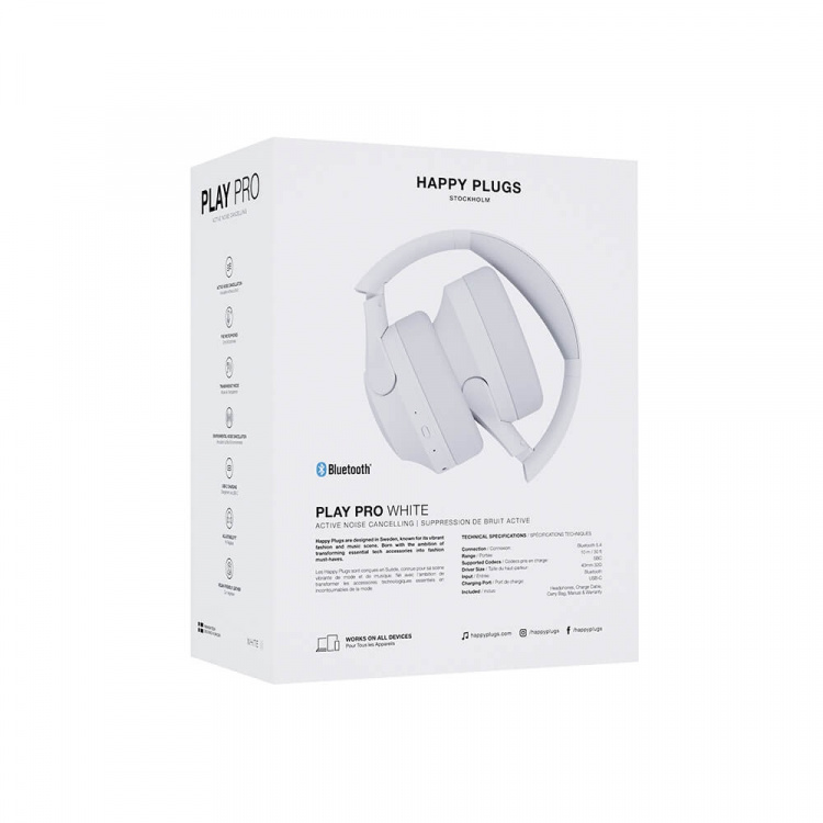 Happy Plugs Headphone Play Pro ANC Over-Ear Wireless White Happy Plugs Headphone Play Pro ANC Over-Ear Wireless White