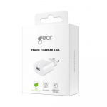 GEAR Laddare 220V 1xUSB-A 2,4A Vit GEAR Laddare 220V 1xUSB-A 2,4A Vit