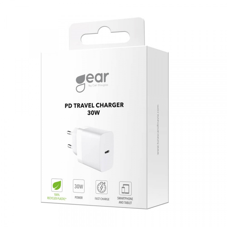 GEAR Laddare 220V 1xUSB-C PD/PPS 30W Vit GEAR Laddare 220V 1xUSB-C PD/PPS 30W Vit