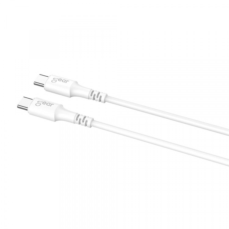 GEAR Laddare 220V 1xUSB-C Vit PD/PPS 30W + Kabel USB-C till USB-C