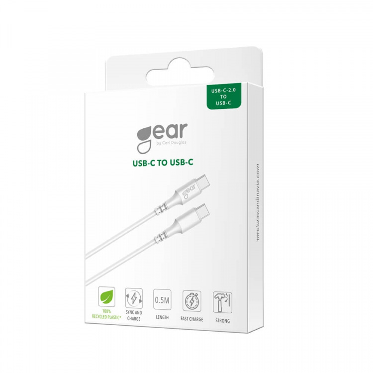 GEAR Kabel USB-C till USB-C 2.0 0.5m Kabel Vit GEAR Kabel USB-C till USB-C 2.0 0.5m Kabel Vit
