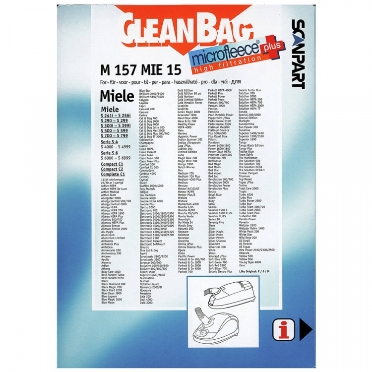 CLEANBAG Microfleece+ Dammsugarpåse Miele F/J/M 4+1