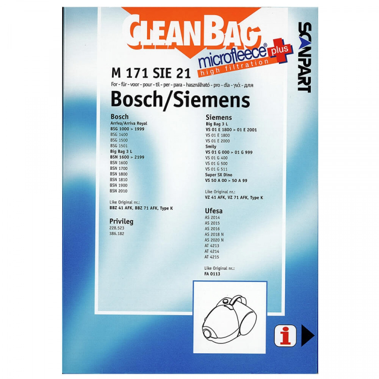 CLEANBAG Microfleece+ Dammsugarpåse Bosch/Siemens K 4+1