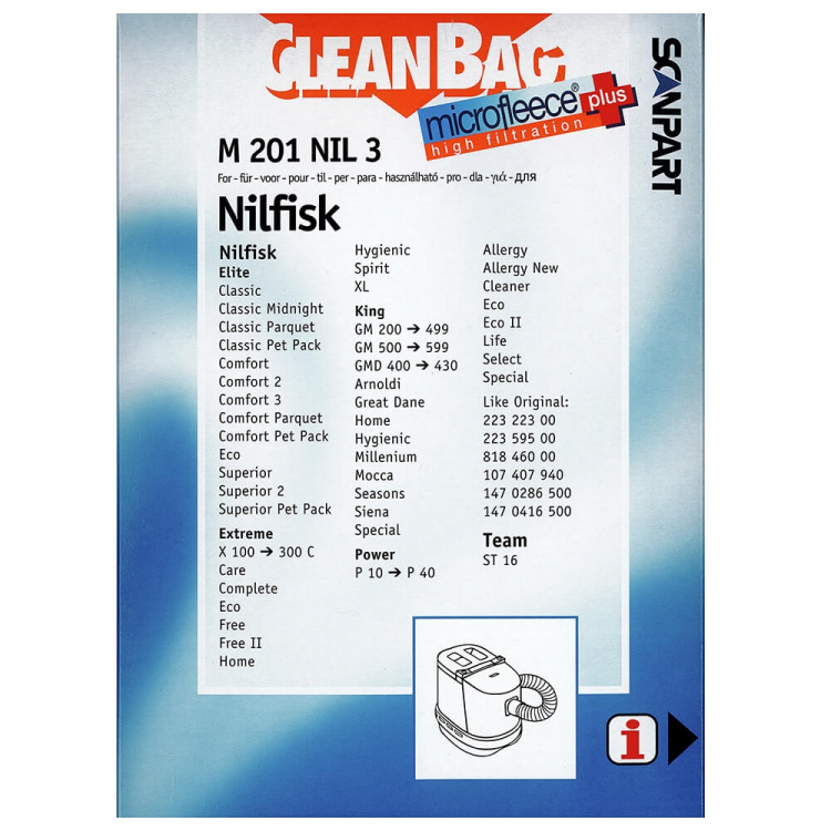 CLEANBAG Microfleece+ Dammsugarpåse Nilfisk Elite Extreme King 4+1