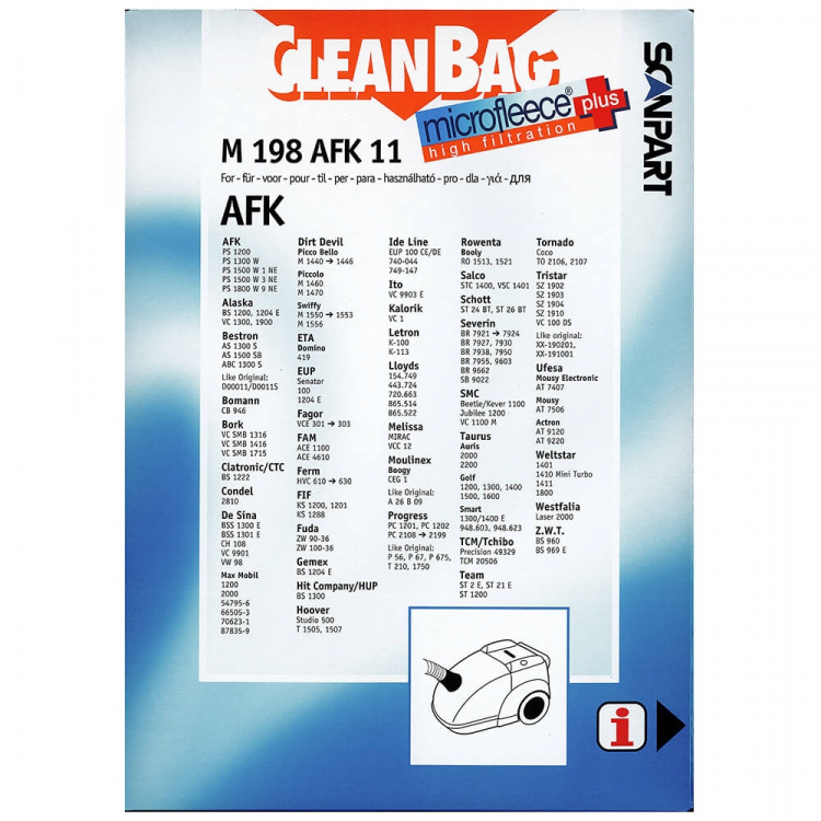 CLEANBAG Microfleece+ Dammsugarpåse AFK/Bestron/etc. 4+1
