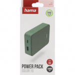 Hama Powerbank Colour 10 10000mAh USB-C+USB-A Grön Hama Powerbank Colour 10 10000mAh USB-C+USB-A Grön