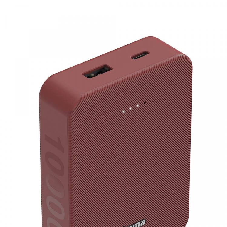 Hama Powerbank Colour 10 10000mAh USB-C+USB-A Röd