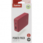 Hama Powerbank Colour 10 10000mAh USB-C+USB-A Röd