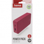 Hama Powerbank Colour 20 20000mAh USB-C+USB-A Röd