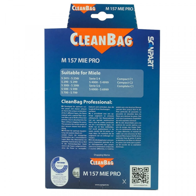 CLEANBAG Dammsugarpåse M 157 MIE 5+2 Pro
