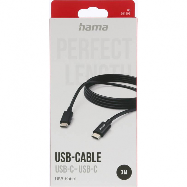 Hama Kabel Laddning/Data USB-C - USB-C 3,0m Svart