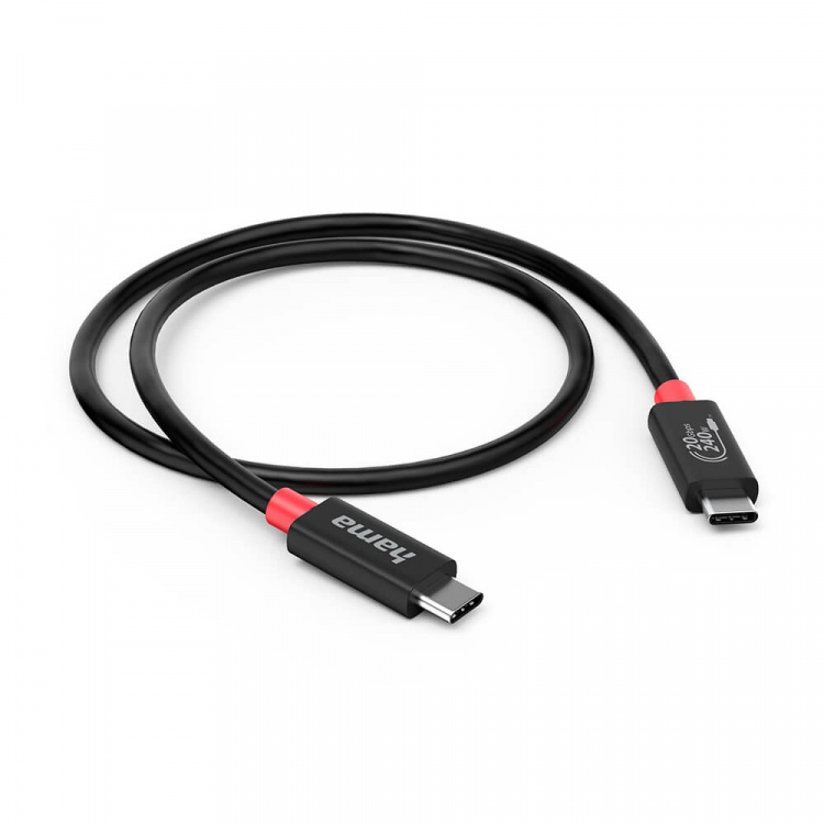Hama Kabel USB-C USB 4.0 Gen2 20 Gbit/s 240W 2.0m Svart Hama Kabel USB-C USB 4.0 Gen2 20 Gbit/s 240W 2.0m Svart