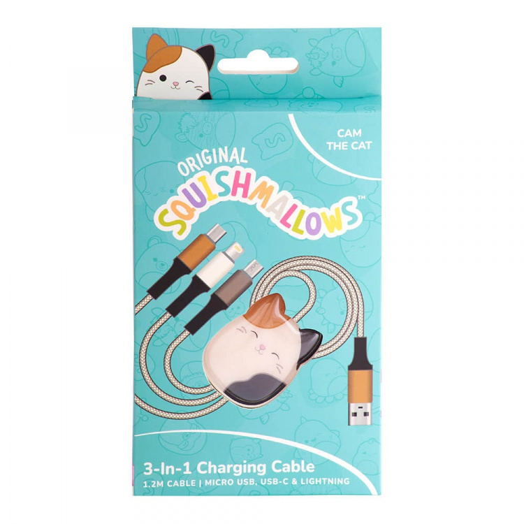 Squishmallows Chargercable 1.2m Cam 3in1 USB-C/Micro/Lightning Squishmallows Chargercable 1.2m Cam 3in1 USB-C/Micro/Lightning