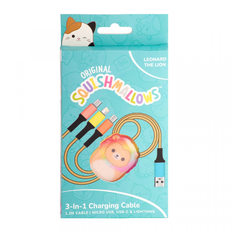 Squishmallows Chargercable 1.2m Leo 3in1 USB-C/Micro/Lightning Squishmallows Chargercable 1.2m Leo 3in1 USB-C/Micro/Lightning
