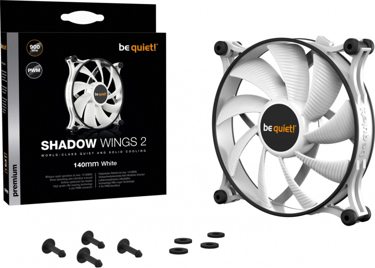 Be Quiet! Shadow Wings 2 PWM-ventilator, 140 mm, wit