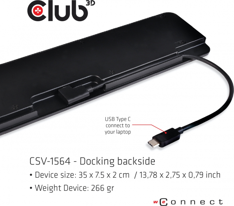 Club 3D USB Type-C-dockingstation met drie schermen van 100 W
