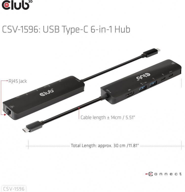 Club 3D Type-C 6-in-1 hub