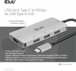 Club 3D USB Type-C naar 10 Gbps 4x USB Type-A hub Club 3D USB Type-C naar 10 Gbps 4x USB Type-A hub