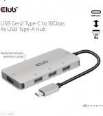 Club 3D USB Type-C naar 10 Gbps 4x USB Type-A hub Club 3D USB Type-C naar 10 Gbps 4x USB Type-A hub