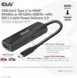 Club 3D CAC-1588 Type C - HDMI 2.1 PD 100W actieve adapter, 4K120 Hz - 8K60Hz Club 3D CAC-1588 Type C - HDMI 2.1 PD 100W actieve adapter, 4K120 Hz - 8K60Hz