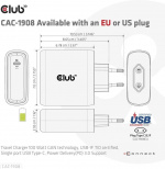 Club 3D CAC-1908EU Reislader 100 W GaN USB-C voeding Club 3D CAC-1908EU Reislader 100 W GaN USB-C voeding