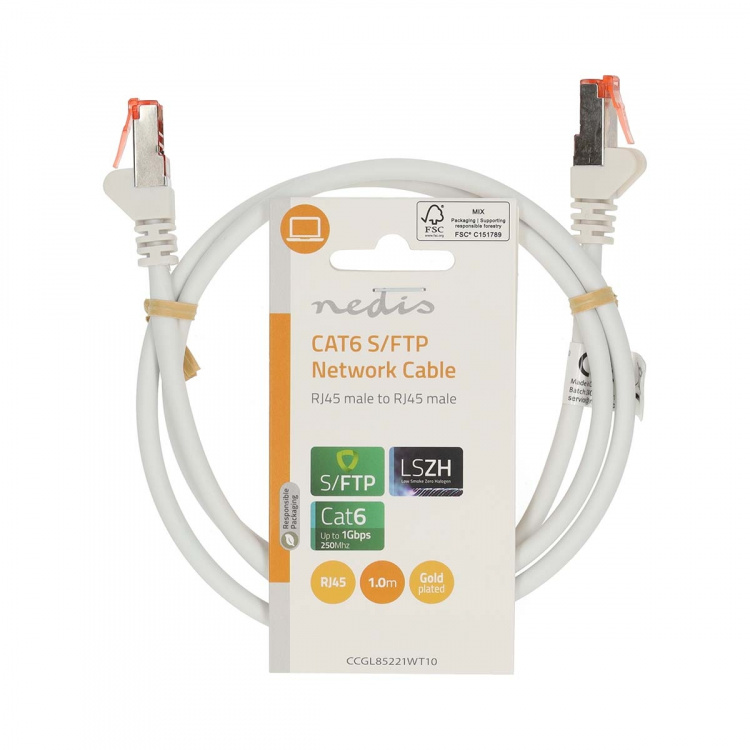 Nedis CAT6 Netwerkkabel | RJ45 Male | RJ45 Male | S/FTP | 1.00 m | Rond | LSZH | Wit | Label