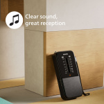 Philips Batteri-driven fick-radio med inbyggd högtalare. Analog FM/MW tuner Philips Batteri-driven fick-radio med inbyggd högtalare. Analog FM/MW tuner