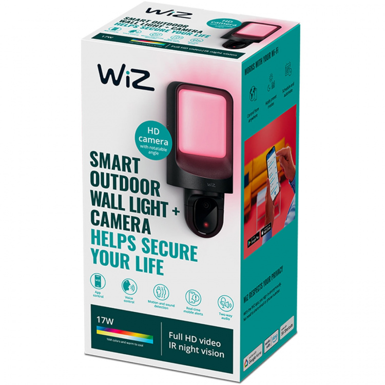 WiZ WiFi Smart Vägglampa Utomhus med inbyggd kamera WiZ WiFi Smart Vägglampa Utomhus med inbyggd kamera