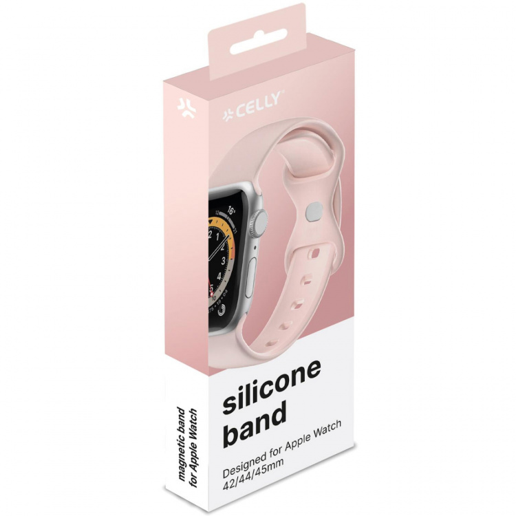 Celly Armband till Apple Watch 42/44/45mm Silikon Rosa Celly Armband till Apple Watch 42/44/45mm Silikon Rosa