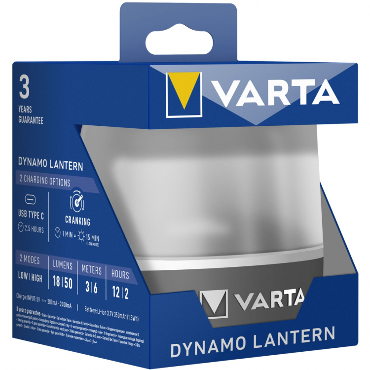 Varta L10R Dynamo-lykta Vev + USB-C 18/50lm