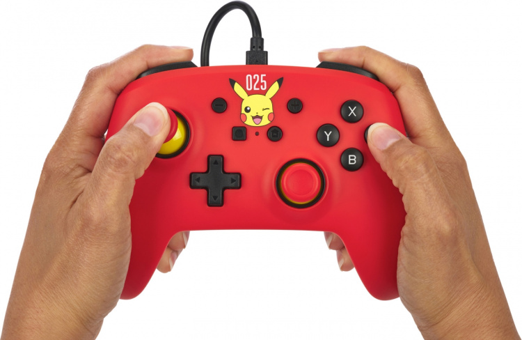 PowerA Bedrade controller, lachende Pikachu, Switch PowerA Bedrade controller, lachende Pikachu, Switch