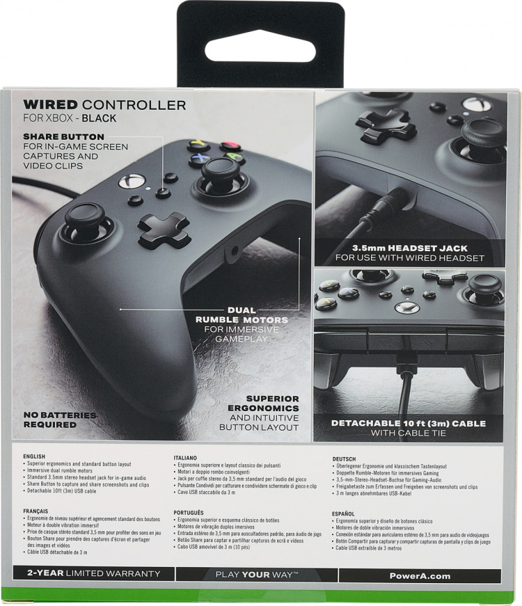 PowerA Bedrade controller, zwart, Xbox PowerA Bedrade controller, zwart, Xbox