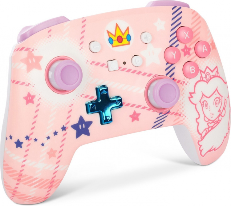 PowerA Verbeterde draadloze controller, Princess Peach Plaid, Switch PowerA Verbeterde draadloze controller, Princess Peach Plaid, Switch