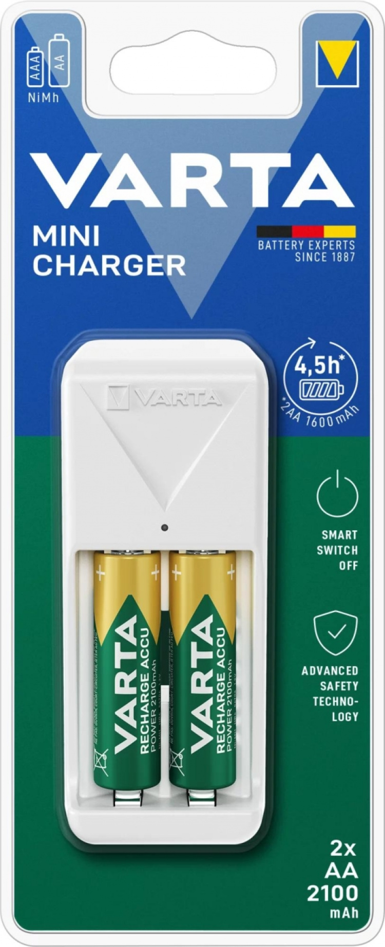 Varta Mini Charger, includes 2x AA 2100 mAh