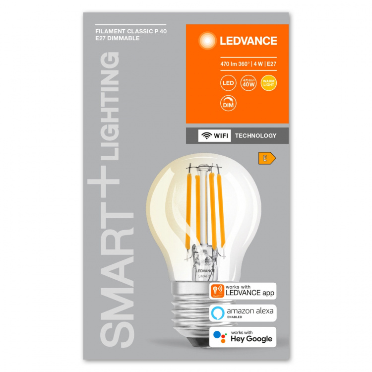 LEDVANCE SMART+ mini-ball 40W/827 clear fil E27 WiFi - C