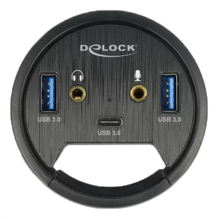 DeLOCK 3 Port In-Desk Hub USB 1 x USB Type-C and 2 x USB Type-A +HD