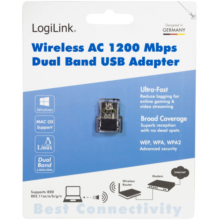 LogiLink USB 2.0 Wifi-adapter AC 1200Mbit/s
