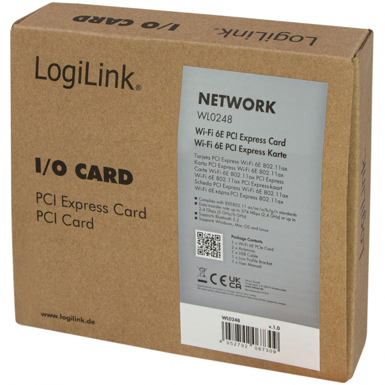 LogiLink PCI Express-kort Wifi 6E-adapter AX5400 + BT 5.2 LogiLink PCI Express-kort Wifi 6E-adapter AX5400 + BT 5.2