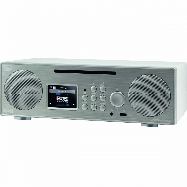 imperial DABMAN i450 CD Multifunctionele Stereo Radio DAB+ / FM / Internet / Bluetooth Wit-Zilver imperial DABMAN i450 CD Multifunctionele Stereo Radio DAB+ / FM / Internet / Bluetooth Wit-Zilver