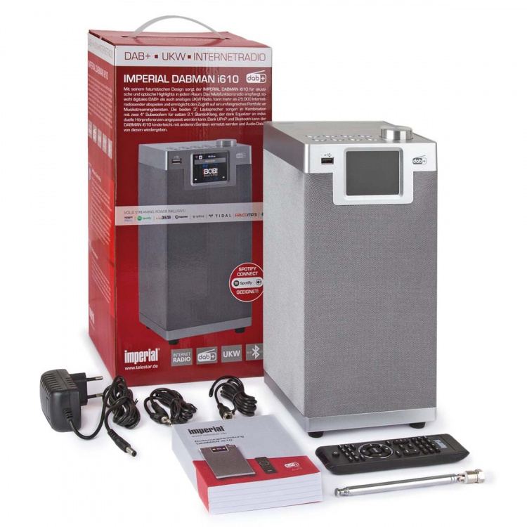 imperial DABMAN i610 Multifunctionele Stereo Radio DAB+ / FM / Internet / Bluetooth Grijs