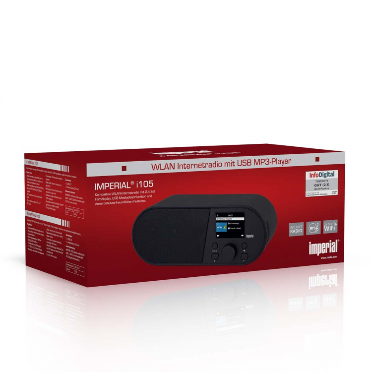 imperial i105 Wi-Fi internetradio met 2,4 inch kleurenscherm, zwart