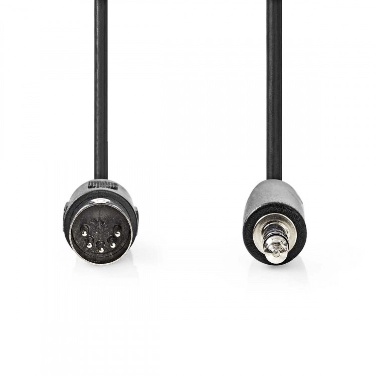 Nedis DIN-Audiokabel | DIN 5-Pins Male | 3,5 mm Male | Vernikkeld | 1.00 m | Rond | PVC | Zwart | Label Nedis DIN-Audiokabel | DIN 5-Pins Male | 3,5 mm Male | Vernikkeld | 1.00 m | Rond | PVC | Zwart | Label