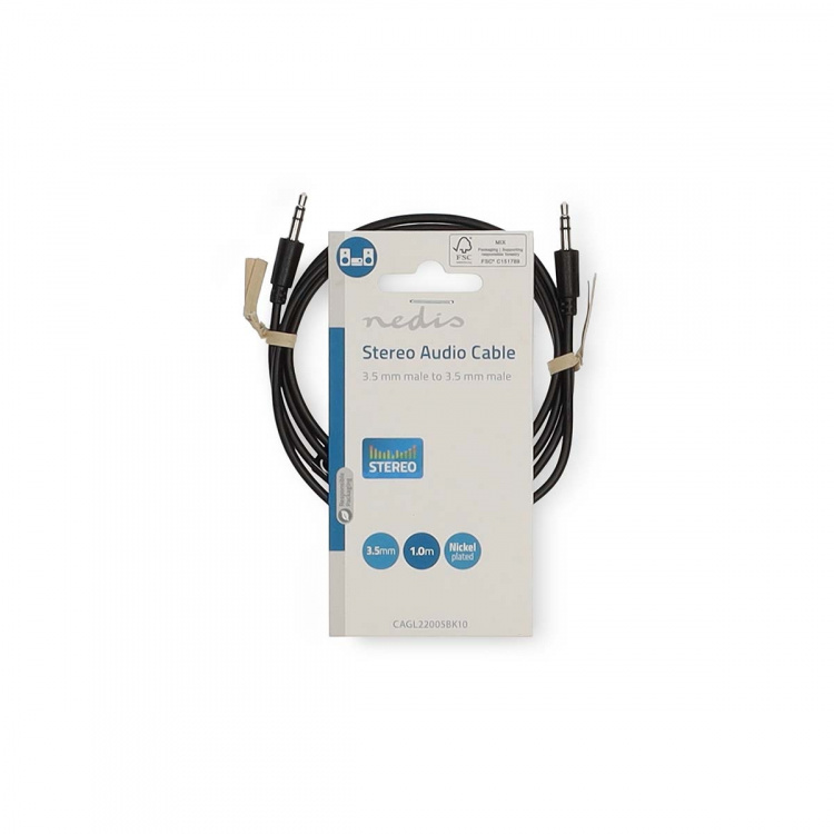 Nedis Stereo-Audiokabel | 3,5 mm Male | 3,5 mm Male | Vernikkeld | 1.00 m | Rond | Zwart | Label Nedis Stereo-Audiokabel | 3,5 mm Male | 3,5 mm Male | Vernikkeld | 1.00 m | Rond | Zwart | Label