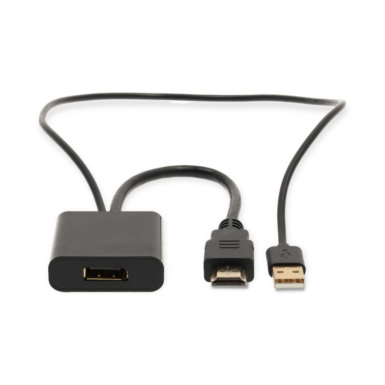 Nedis HDMI™-Adapter | HDMI™ Connector | DisplayPort Male / USB-A Male | Verguld | Recht | PVC | Zwart | 1 Stuks | Doos Nedis HDMI™-Adapter | HDMI™ Connector | DisplayPort Male / USB-A Male | Verguld | Recht | PVC | Zwart | 1 Stuks | Doos