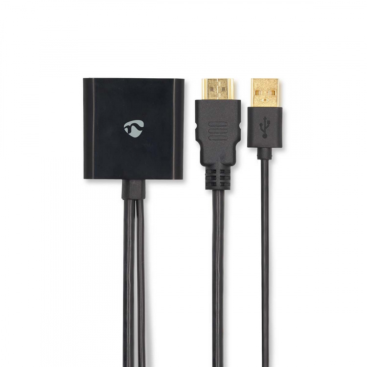 Nedis HDMI™-Adapter | HDMI™ Connector | DisplayPort Male / USB-A Male | Verguld | Recht | PVC | Zwart | 1 Stuks | Doos Nedis HDMI™-Adapter | HDMI™ Connector | DisplayPort Male / USB-A Male | Verguld | Recht | PVC | Zwart | 1 Stuks | Doos